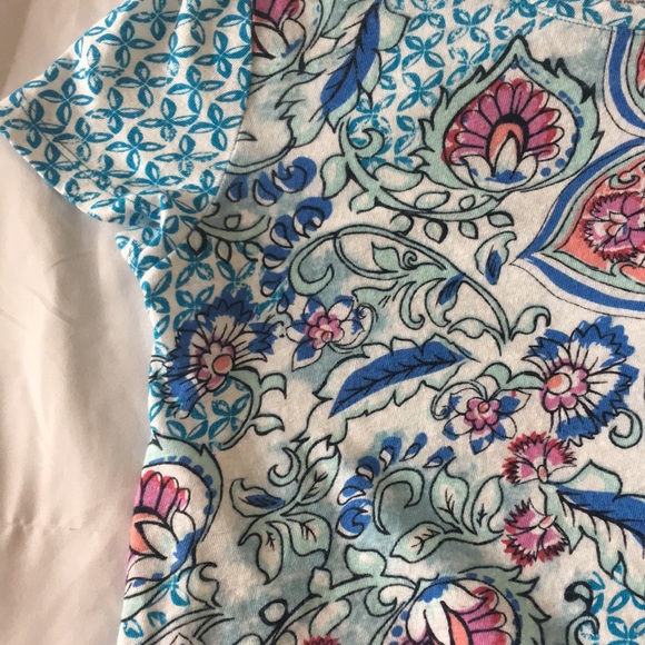 Talbots Multi-Colored floral Tee  Size SP - Picture 7 of 8